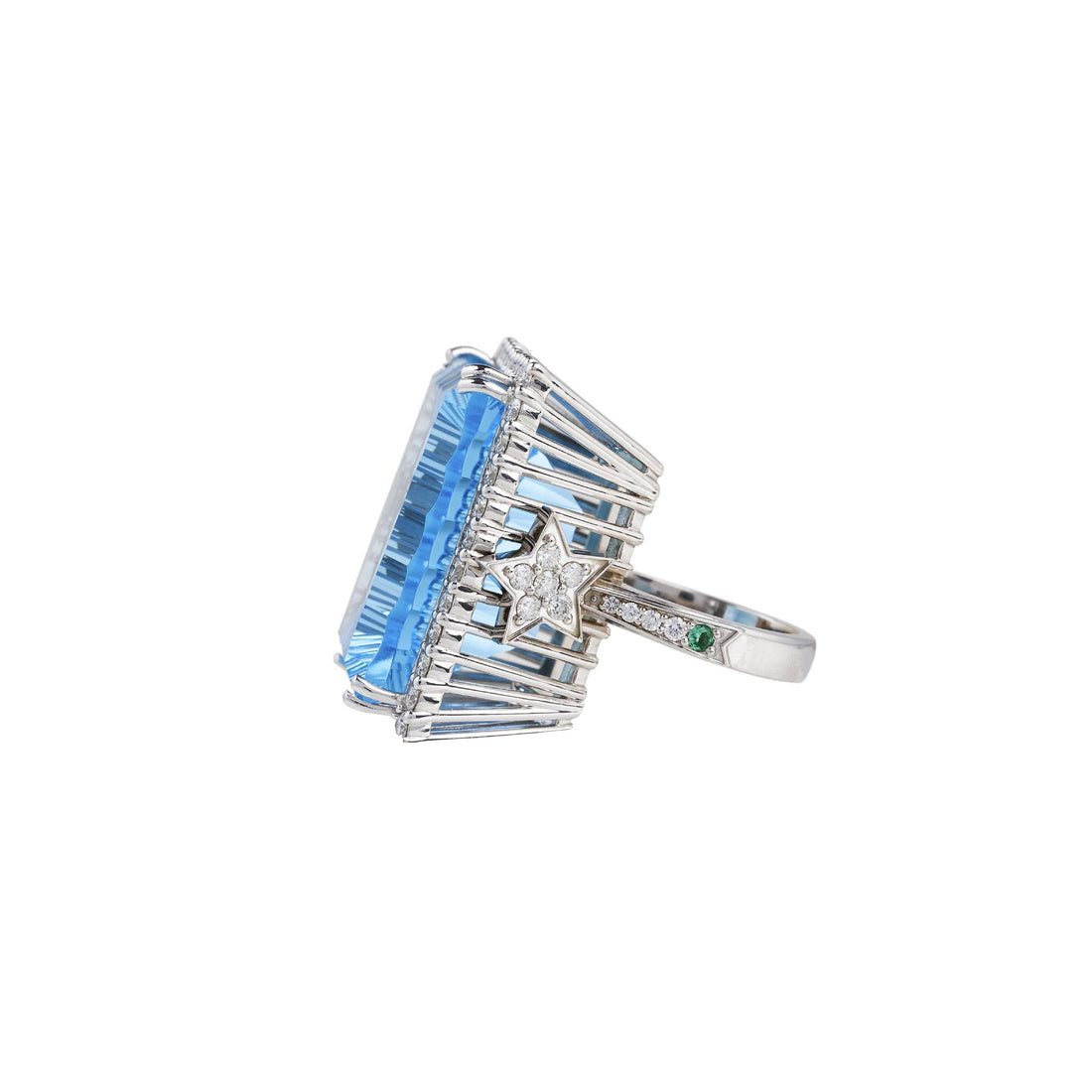 Square Rigel White Gold Swiss Blue Topaz Ring