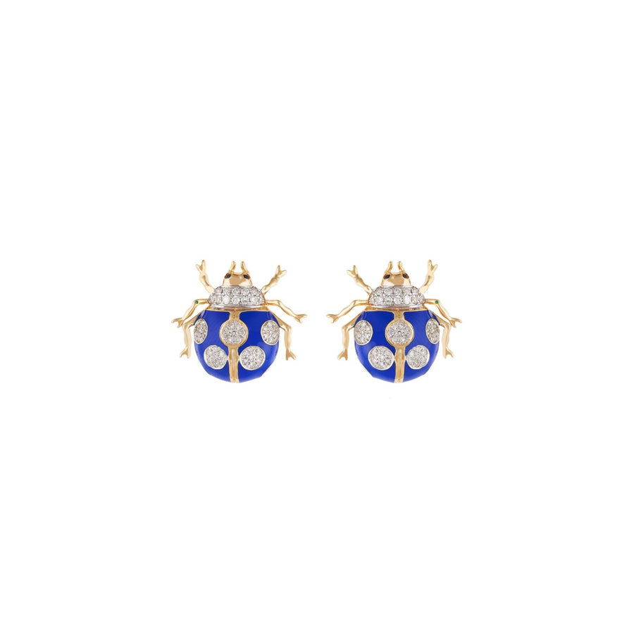 Blue Fauna Ladybug Earrings