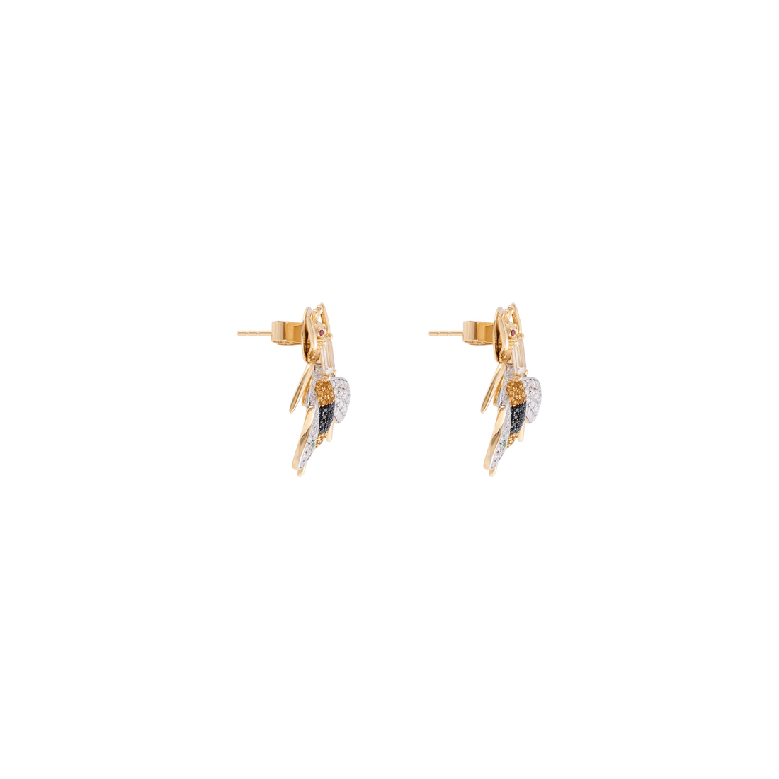 Vespula 18k Gold Yellow Topaz & Onyx Earrings