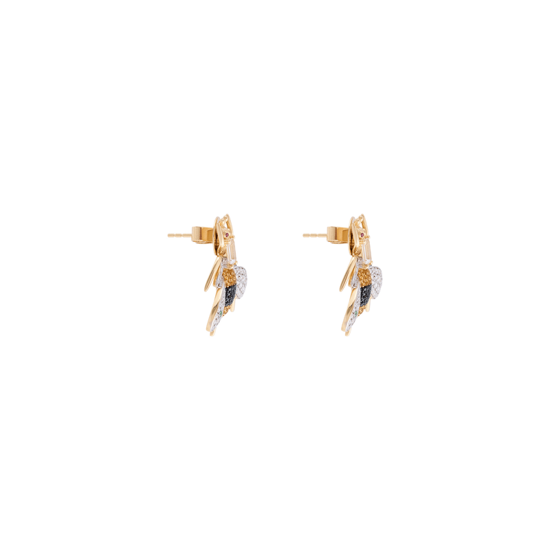 Vespula 18k Gold Yellow Topaz & Onyx Earrings