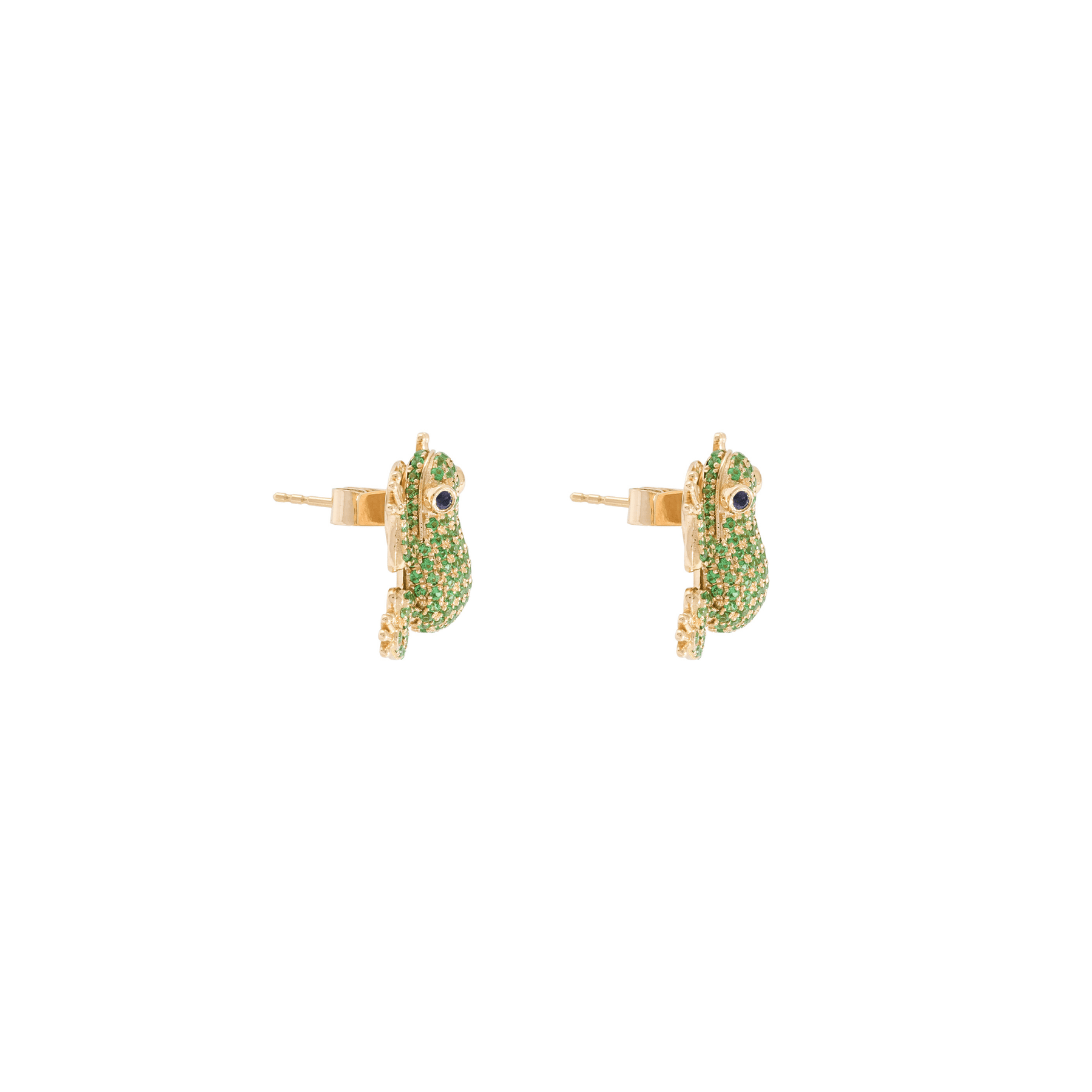Amazonica Frog 18k Gold Tsavorite Earrings