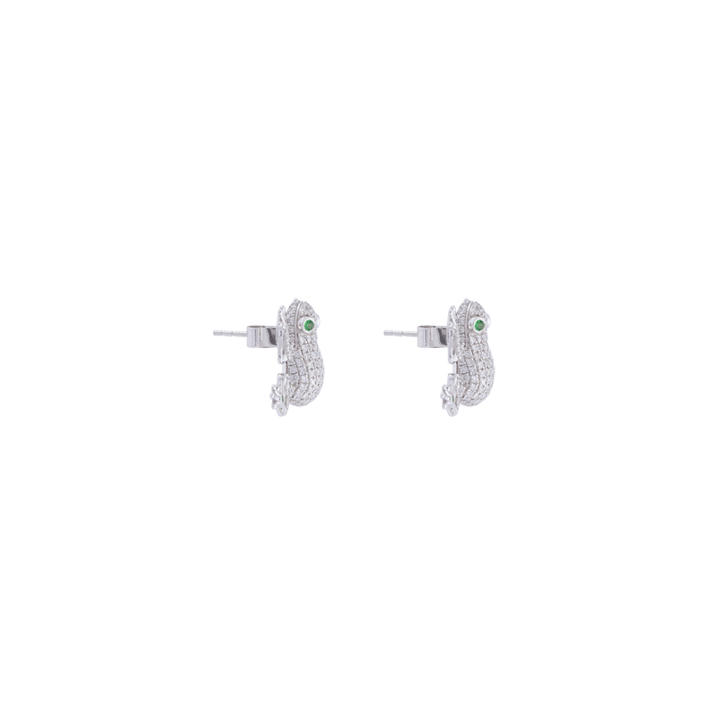 Amazonica Frog White Gold Diamond Earrings