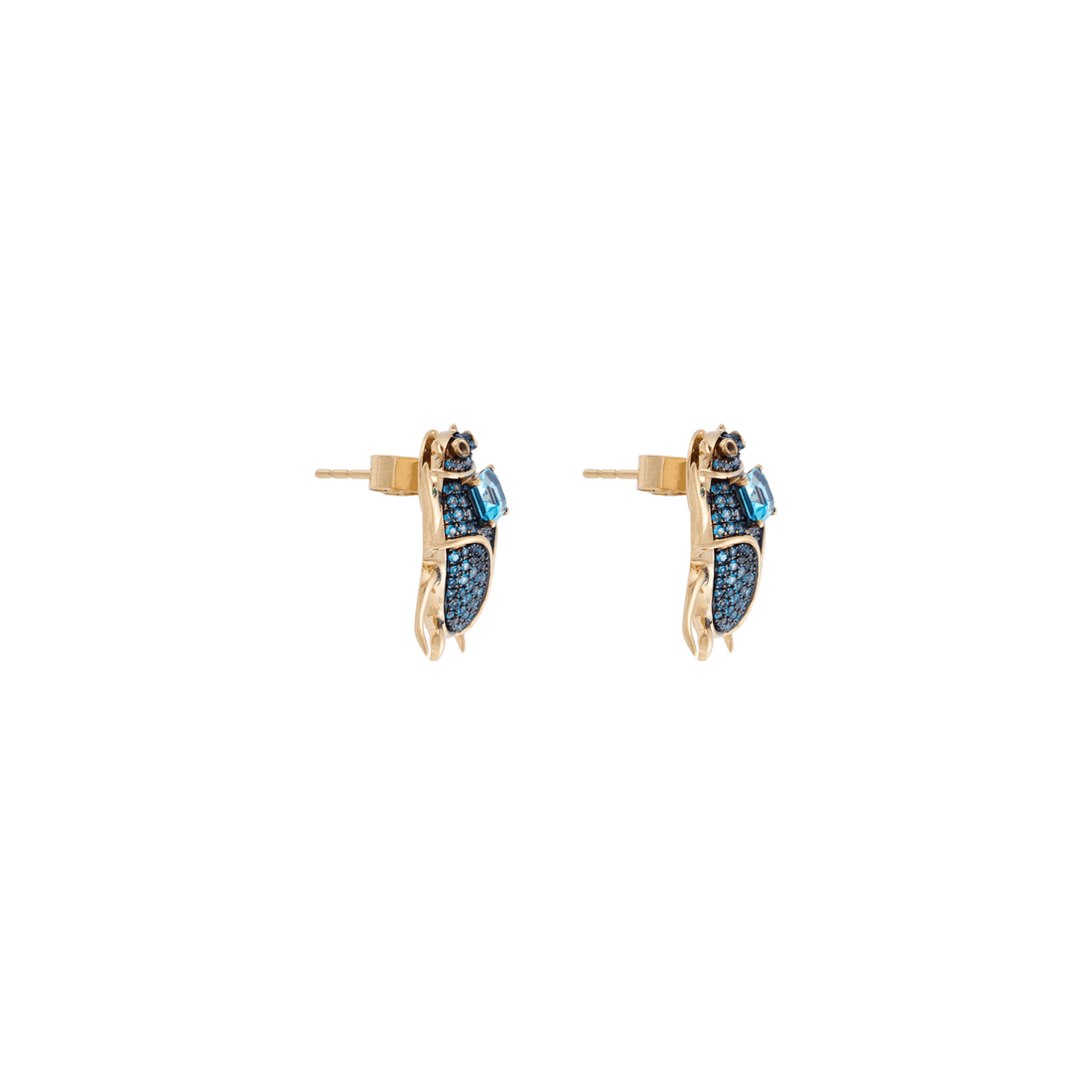 Delirio Beetle 18k Gold London Blue Topaz Earrings