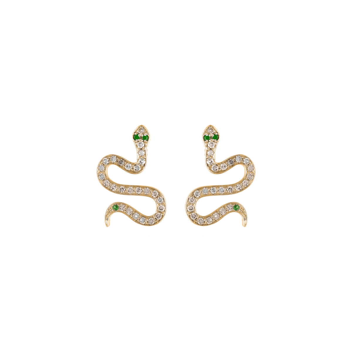 Mini Serpentine Snake Earrings Yellow Gold