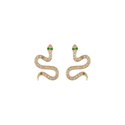 Mini Serpentine Snake Earrings Yellow Gold