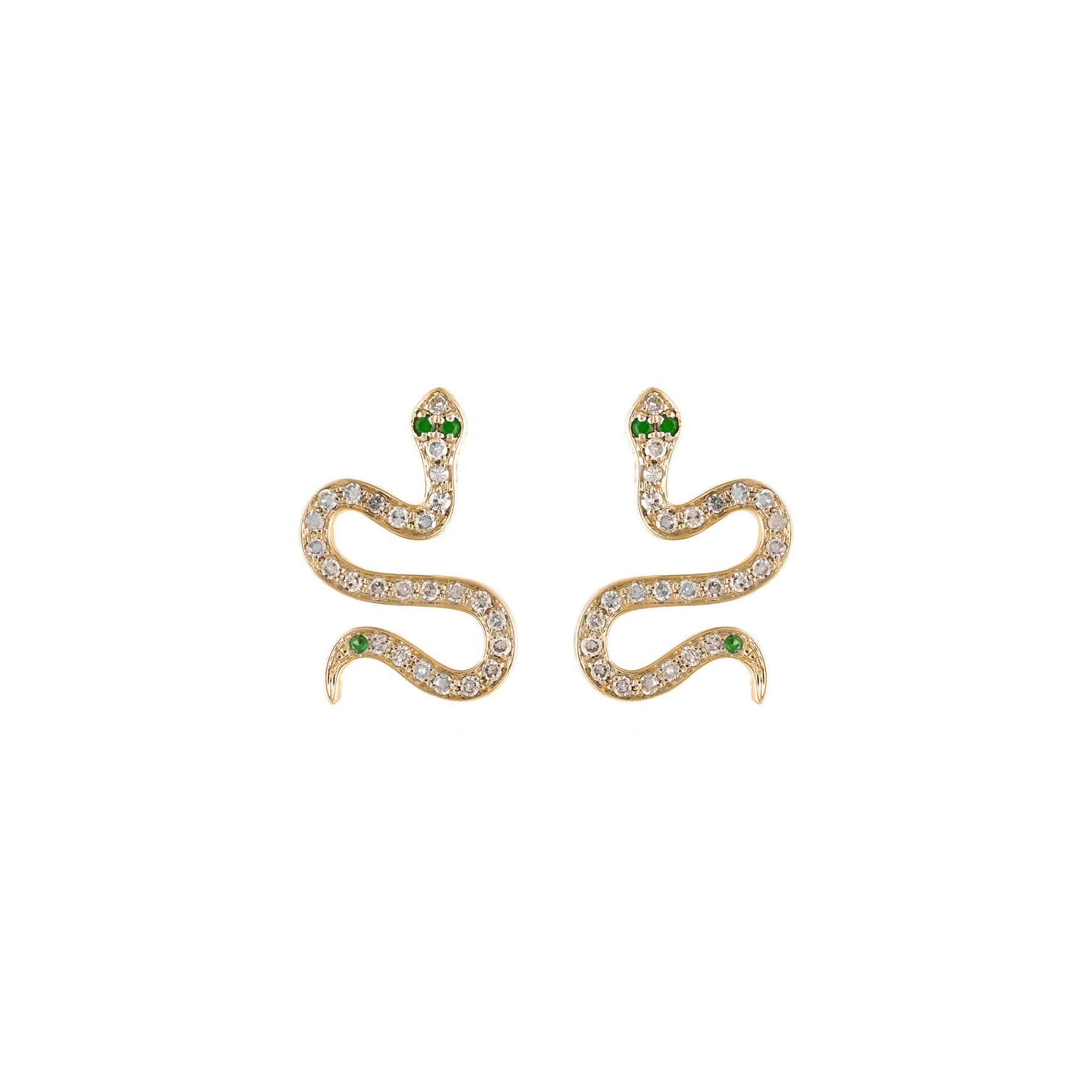 Mini Serpentine Snake Earrings Yellow Gold