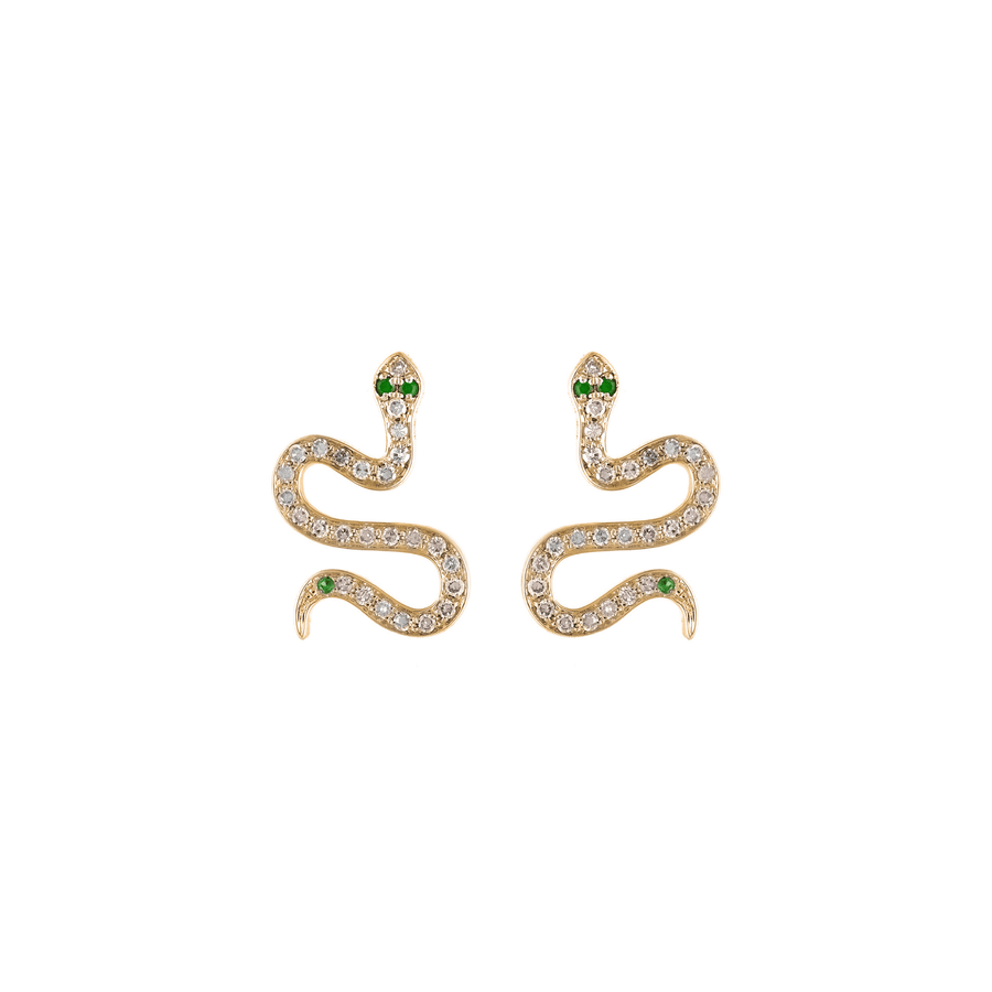 Mini Serpentine Snake Earrings Yellow Gold