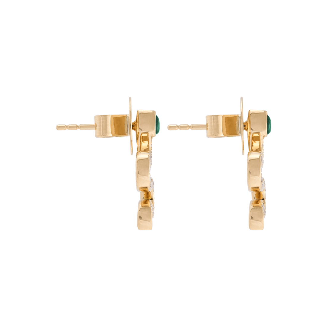 Mini Serpentine Snake 18k Gold Green Jade Earrings