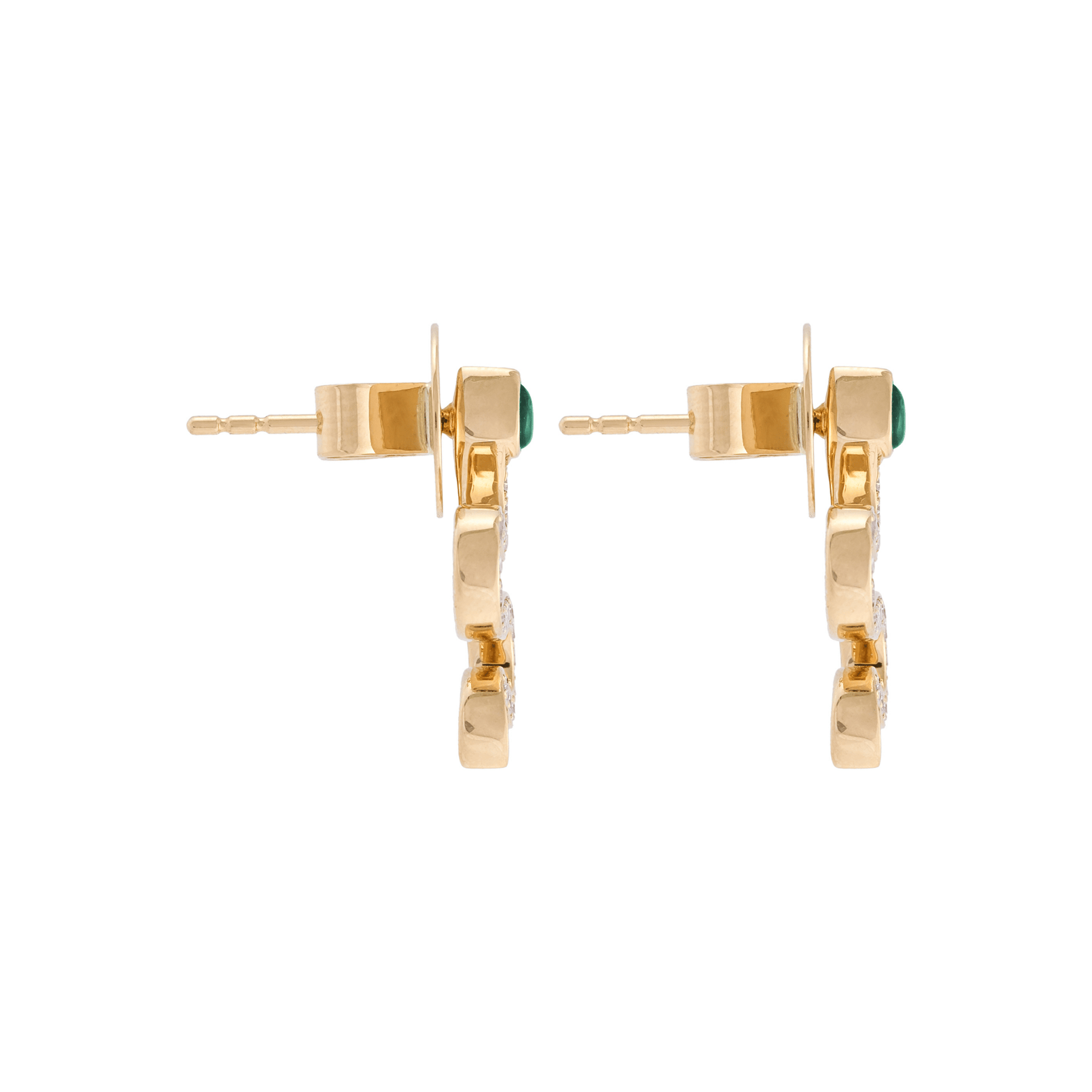 Mini Serpentine Snake 18k Gold Green Jade Earrings
