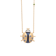 Vegetal Fauna Ladybug 18K Gold Sapphire Necklace