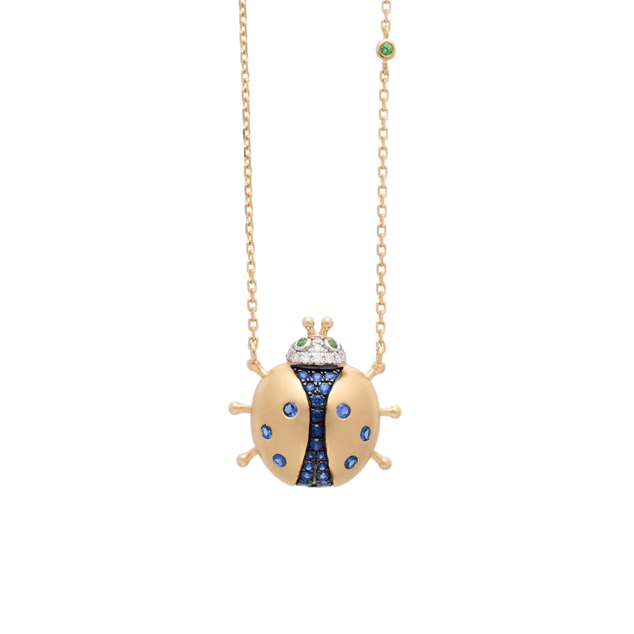 Vegetal Fauna Ladybug 18K Gold Sapphire Necklace