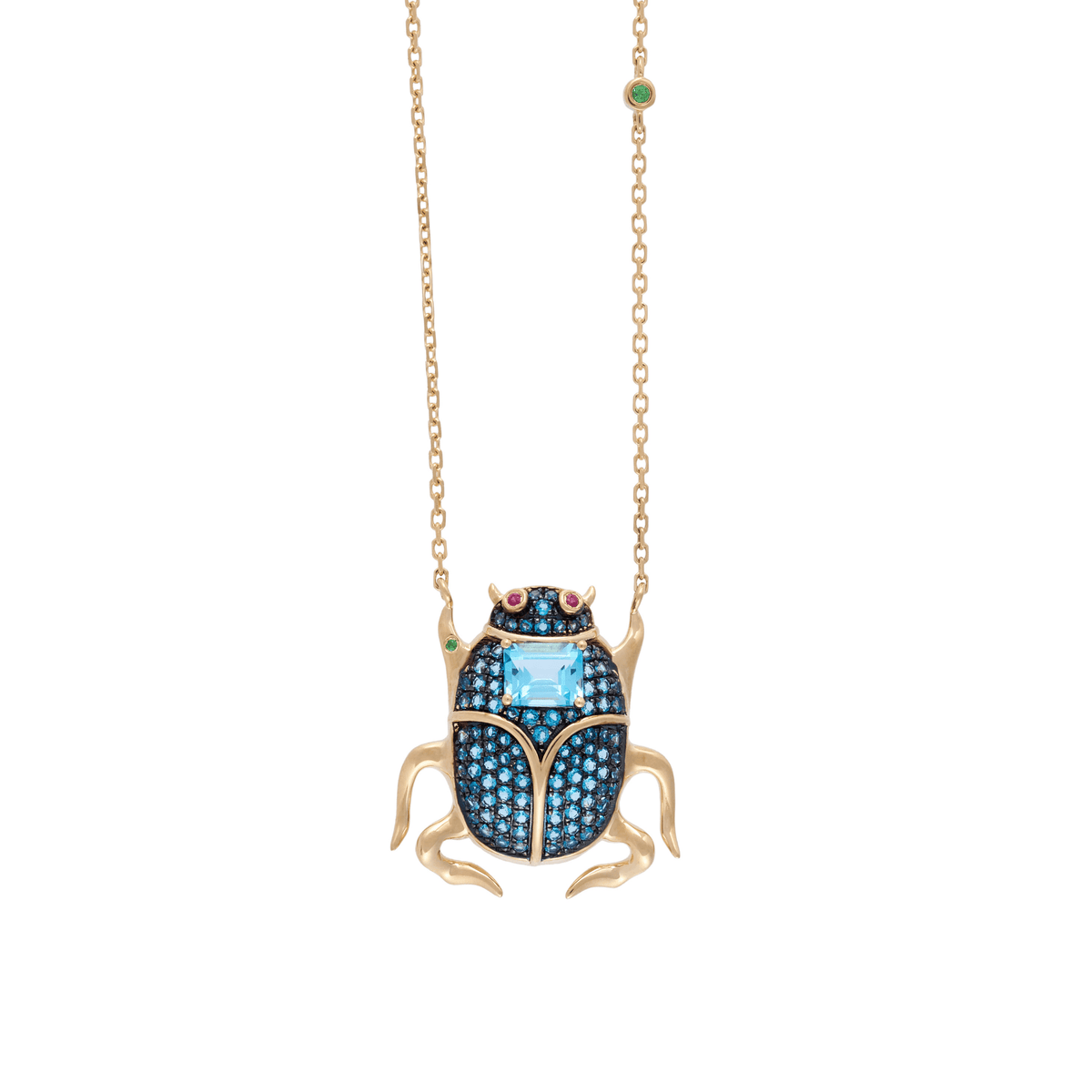 Delirio Beetle 18k Gold London Blue Topaz Necklace