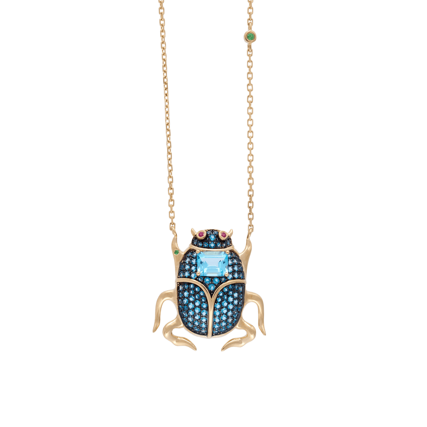 Delirio Beetle 18k Gold London Blue Topaz Necklace