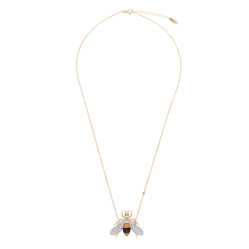 Vespula 18k Gold Yellow Topaz and Onyx Necklace