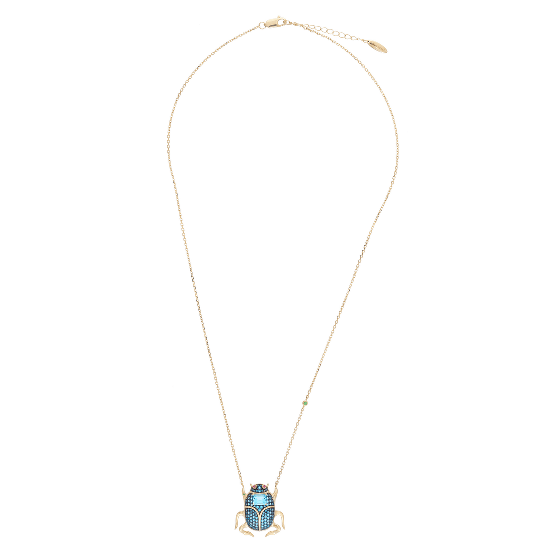 Delirio Beetle 18k Gold London Blue Topaz Necklace