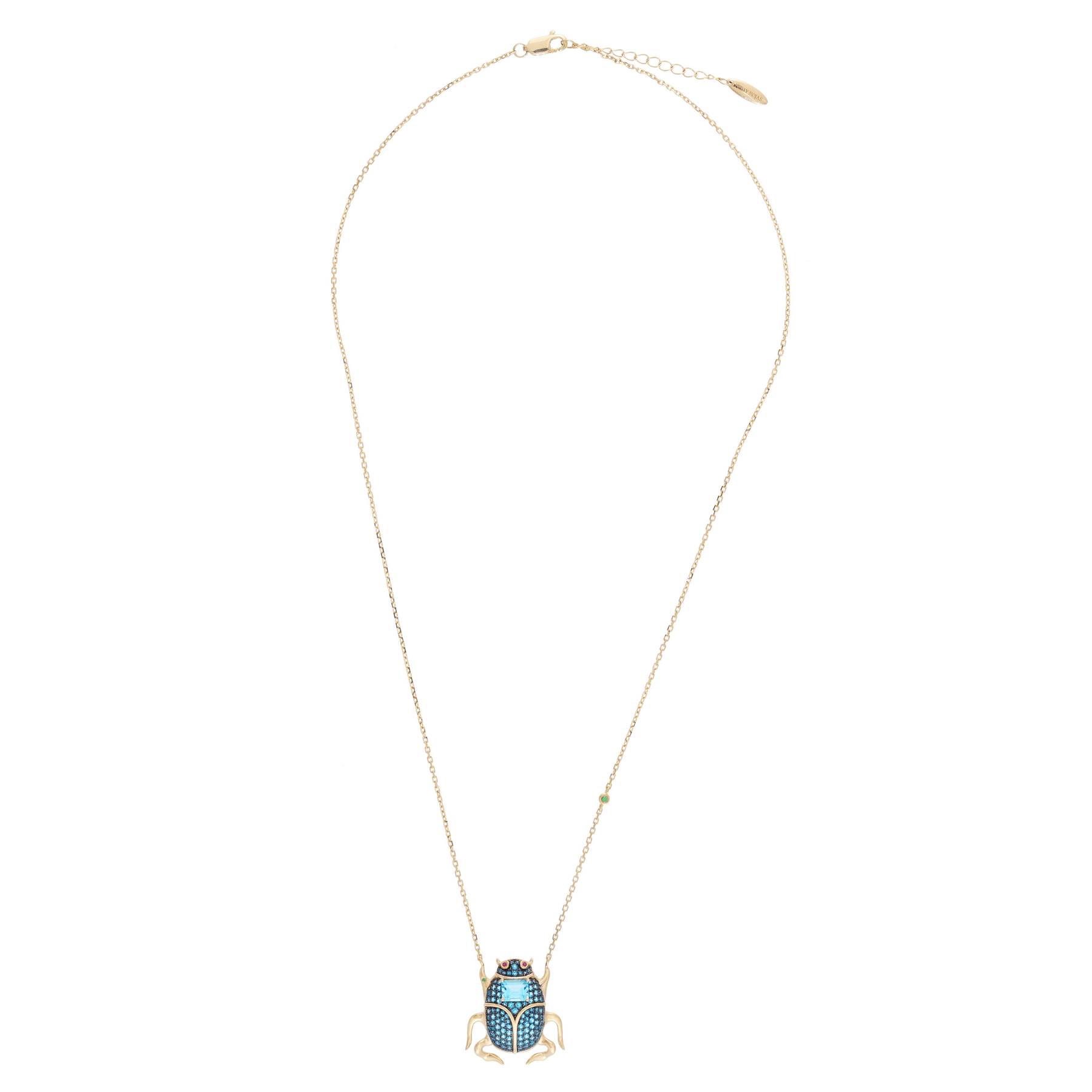 Delirio Beetle 18k Gold London Blue Topaz Necklace