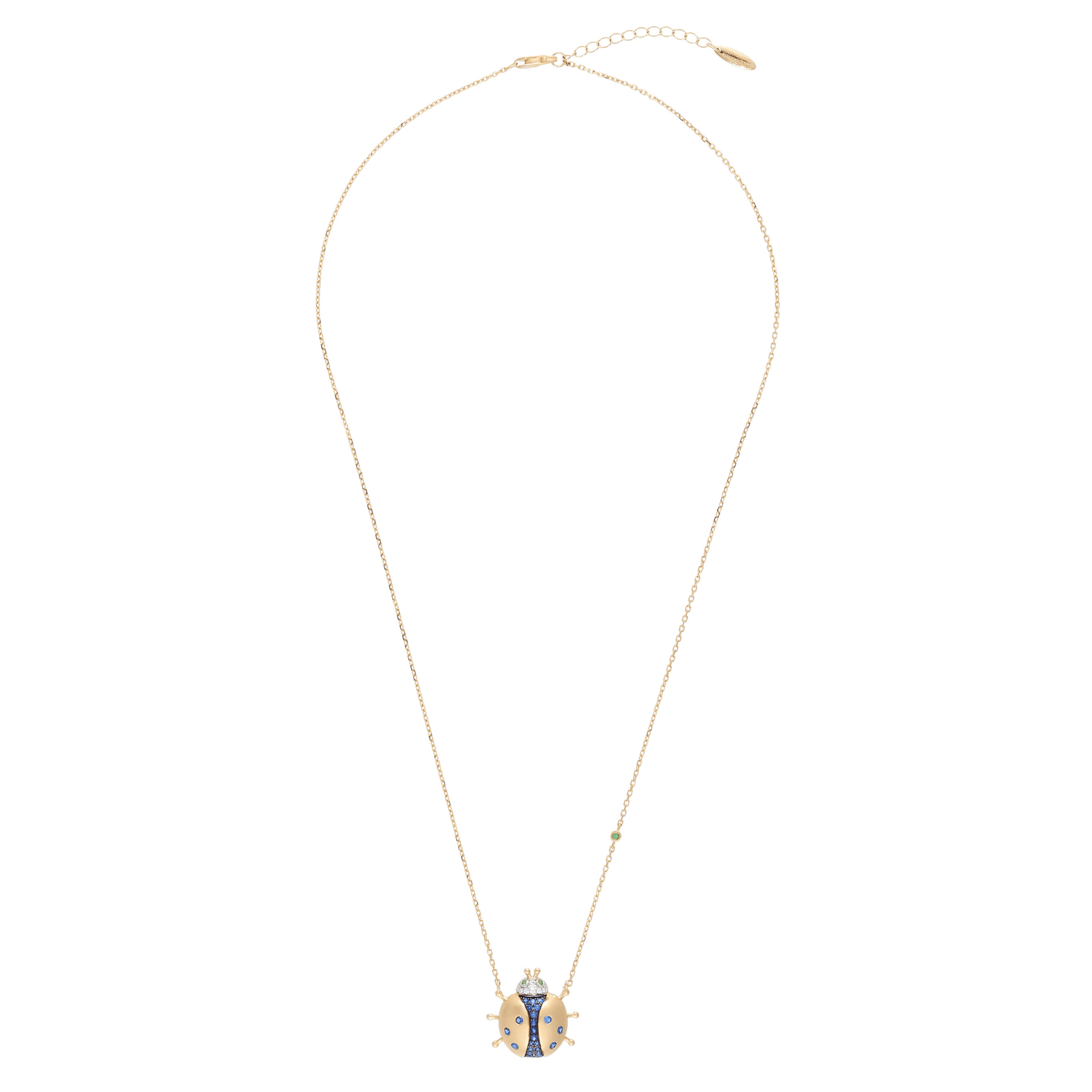 Vegetal Fauna Ladybug 18K Gold Sapphire Necklace