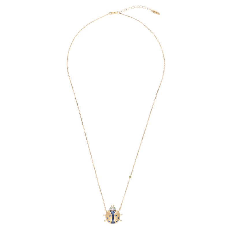Vegetal Fauna Ladybug 18K Gold Sapphire Necklace