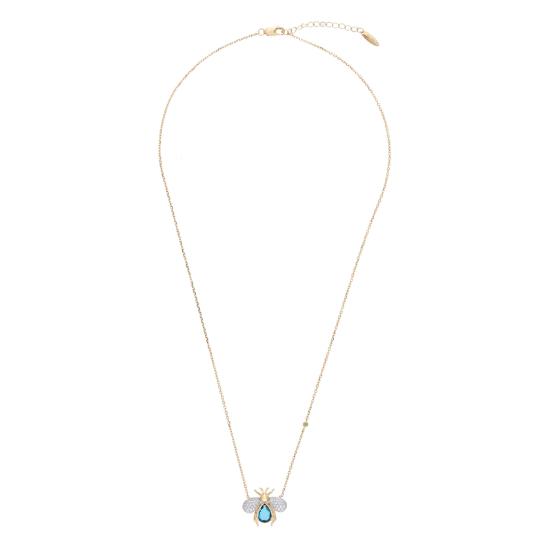 Abeja Real 18k Gold London Blue Topaz Necklace