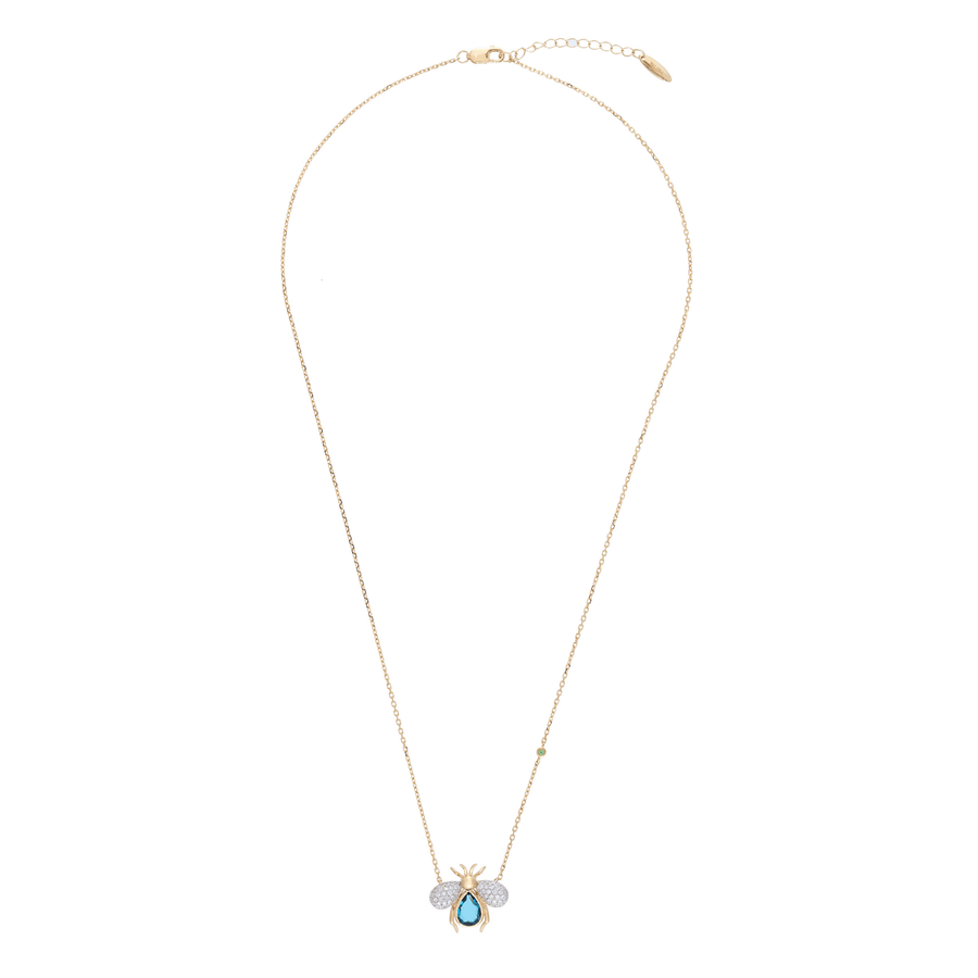 Abeja Real 18k Gold London Blue Topaz Necklace