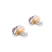 Mini Mycelium Funghi White Gold Ruby Studs