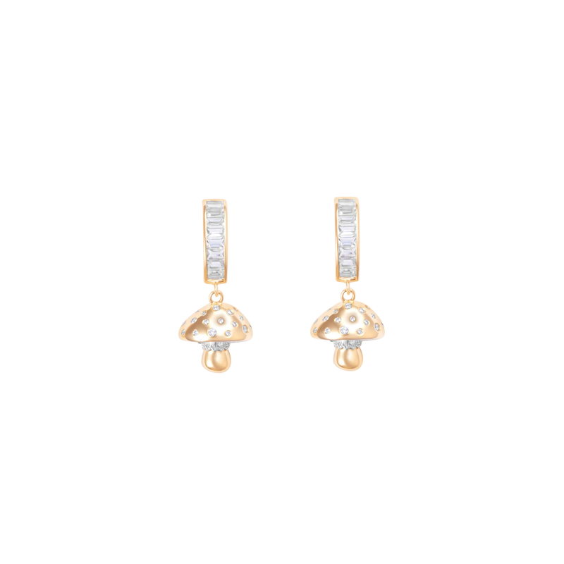 Mycelium Funghi 18K Gold Diamond Earrings
