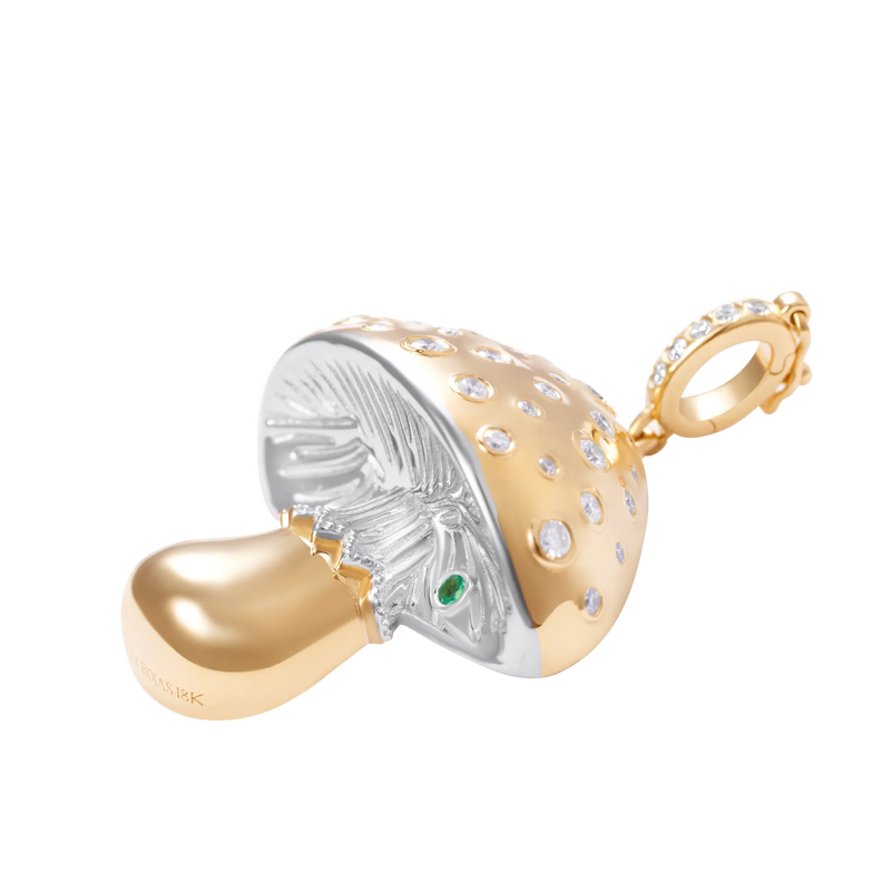 Mycelium Funghi 18K Gold Diamond Pendant