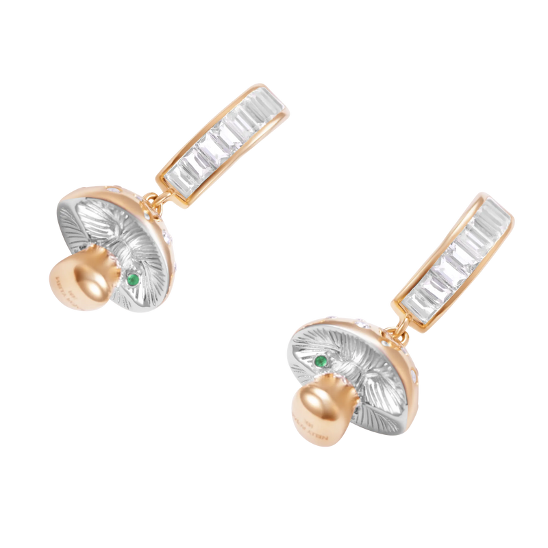 Mycelium Funghi 18K Gold Diamond Earrings