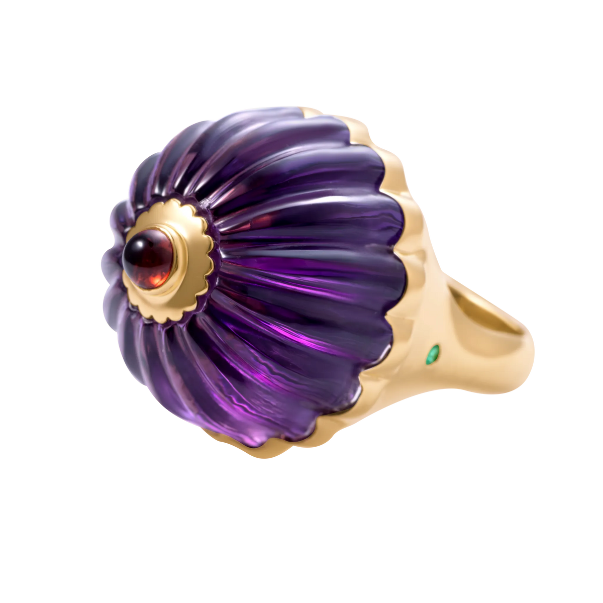 Scalloped Funghi Amethyst Ring