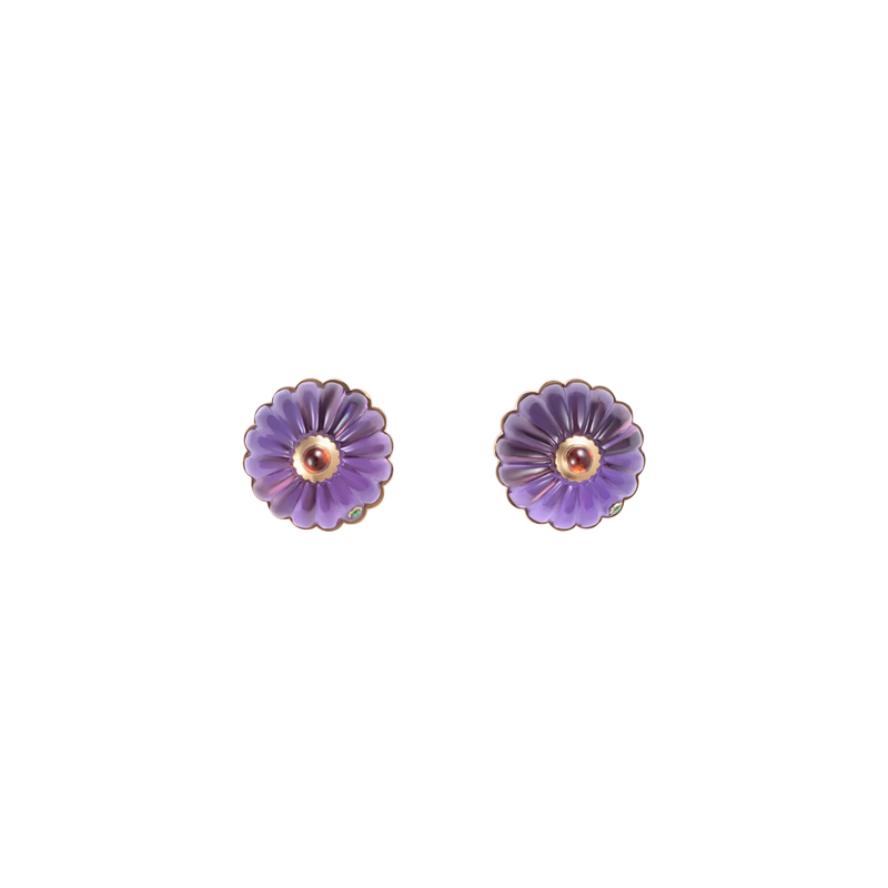 Mini Scalloped Funghi Amethyst Studs