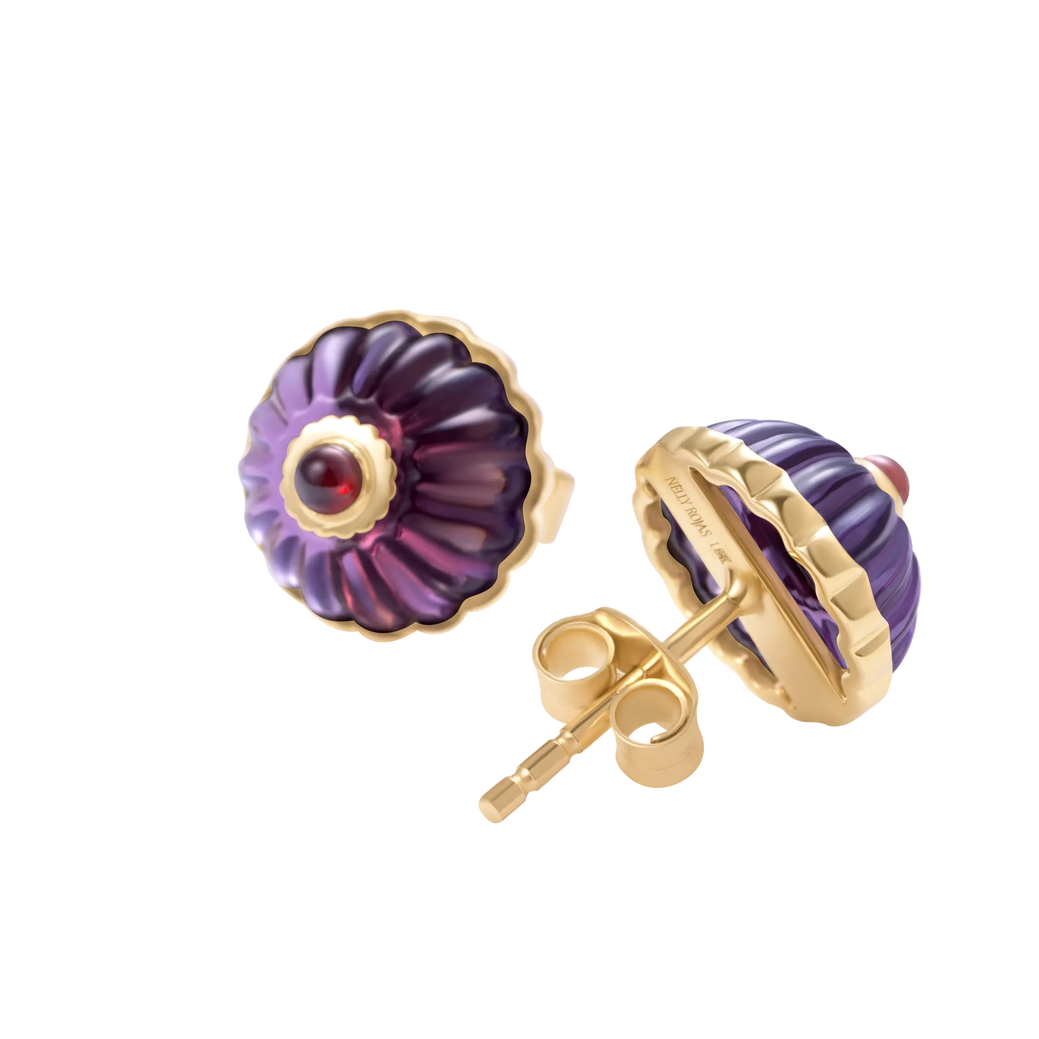 Mini Scalloped Funghi Amethyst Studs