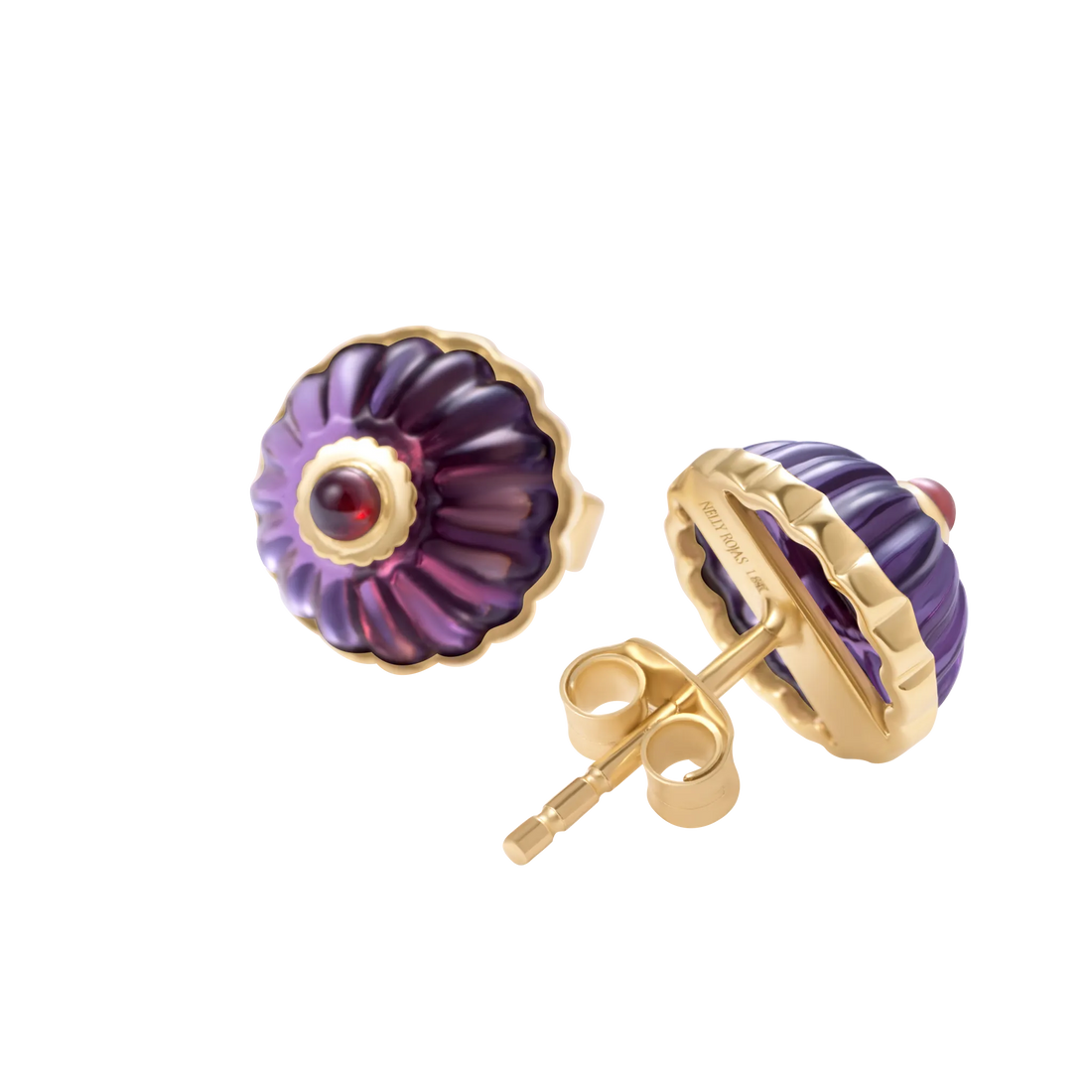 Mini Scalloped Funghi Amethyst Studs