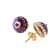 Mini Scalloped Funghi Amethyst Studs