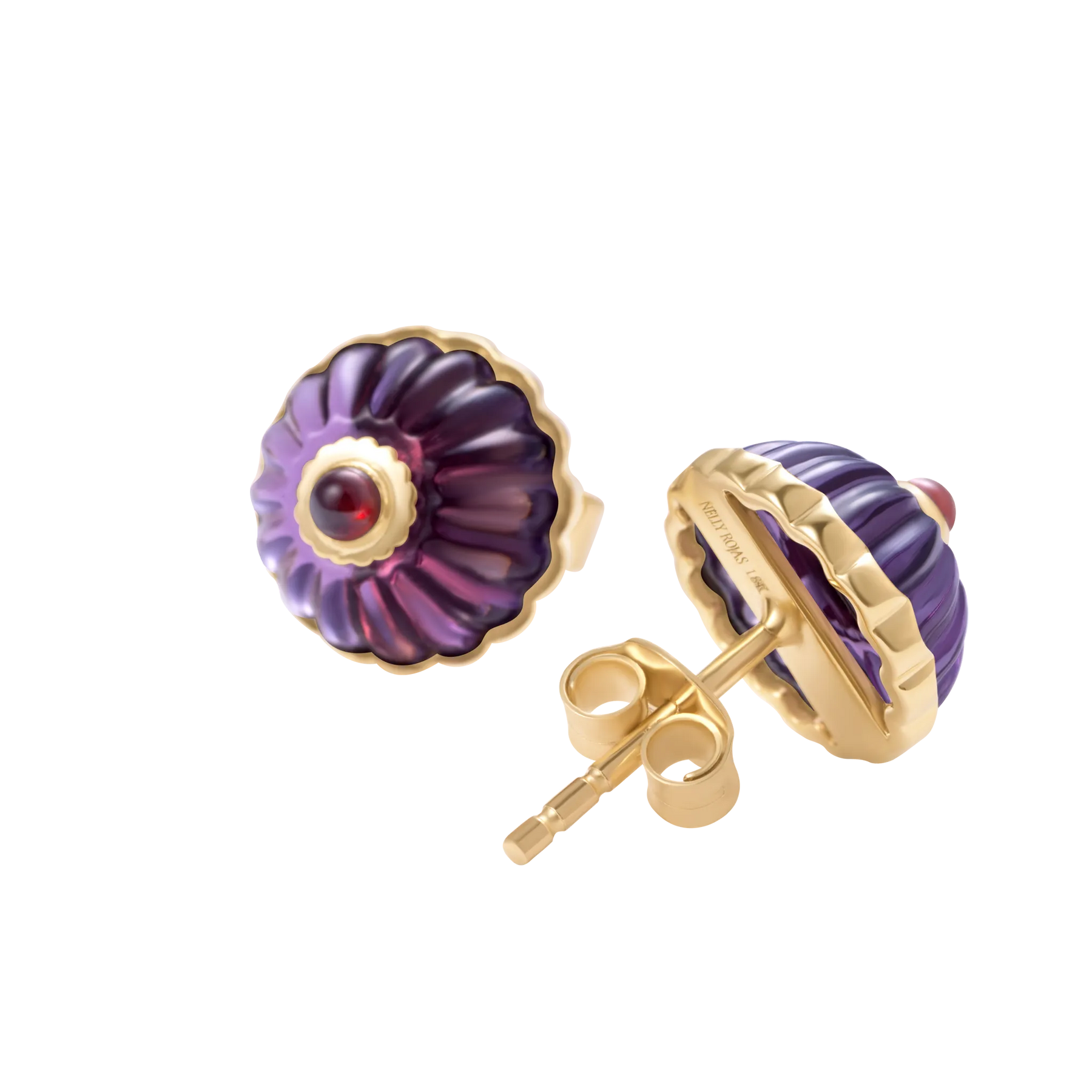 Mini Scalloped Funghi Amethyst Studs