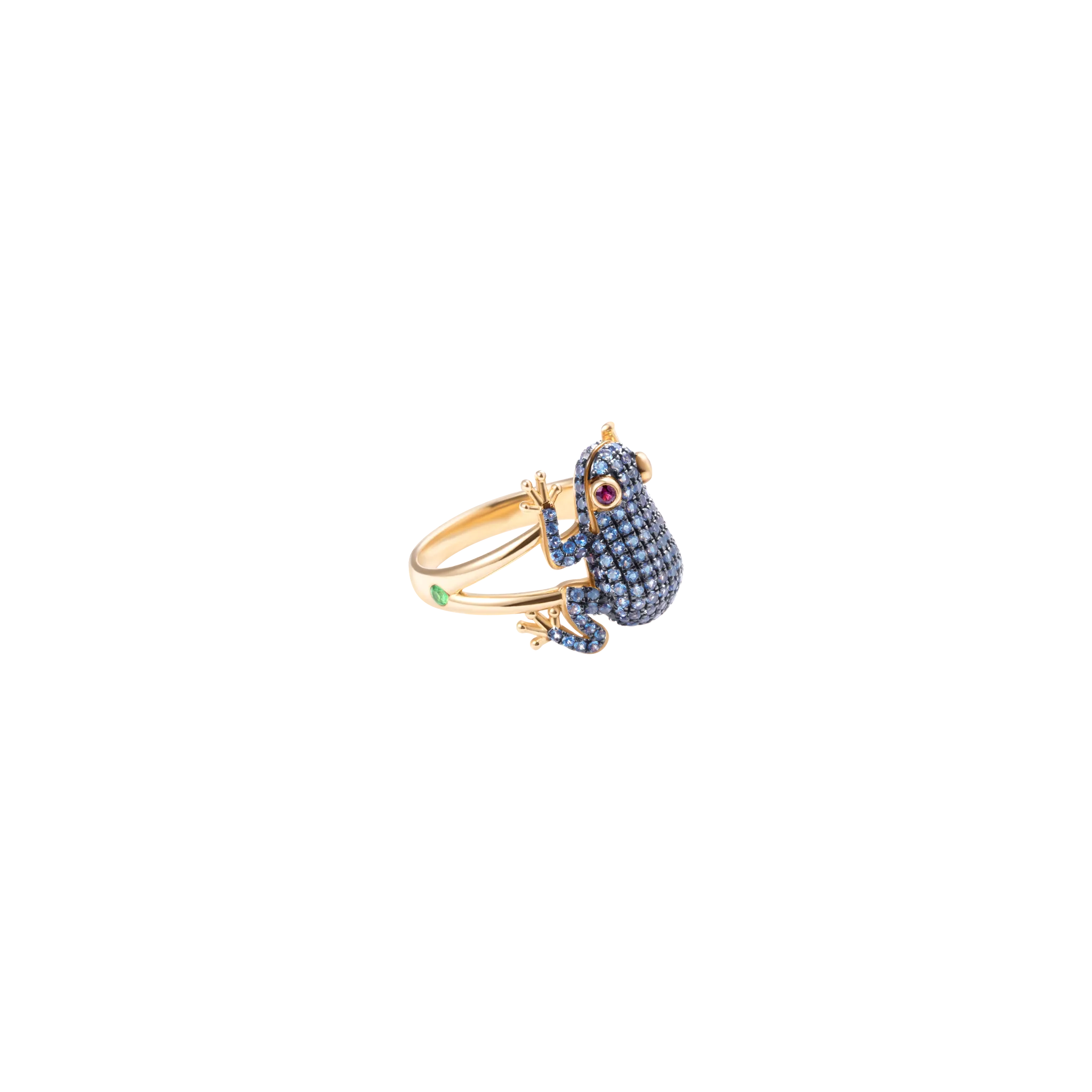 Amazonica Frog London Blue Topaz And Black Gold Ring