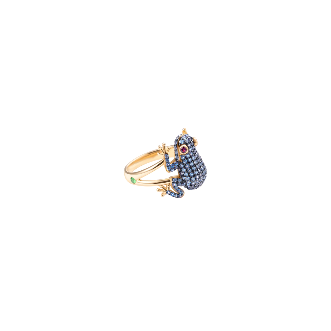 Amazonica Frog London Blue Topaz And Black Gold Ring