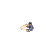 Amazonica Frog London Blue Topaz And Black Gold Ring