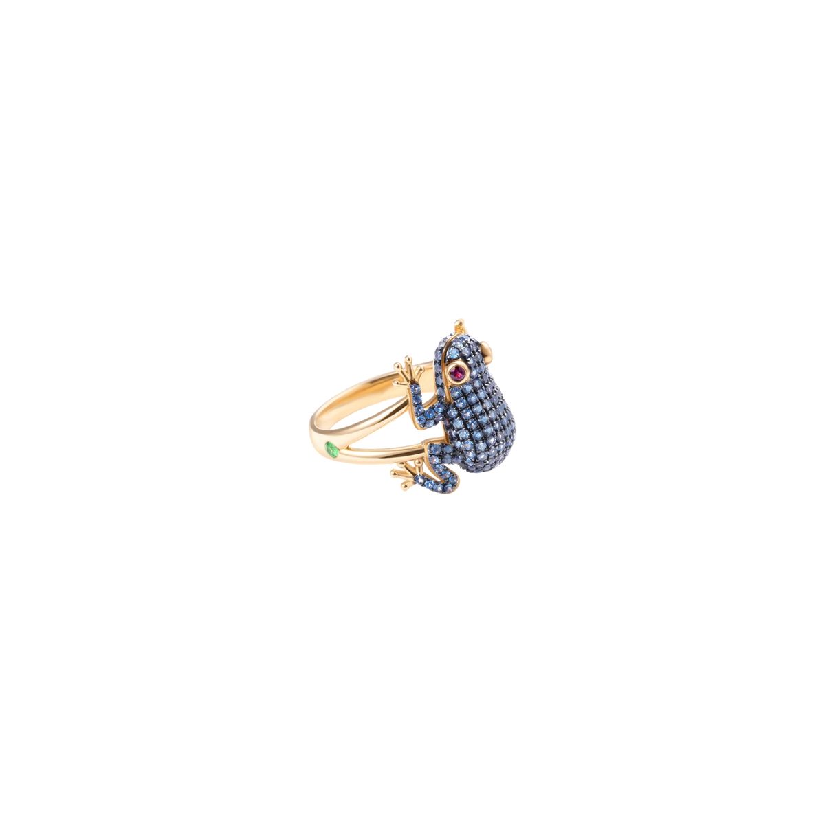 Amazonica Frog London Blue Topaz And Black Gold Ring