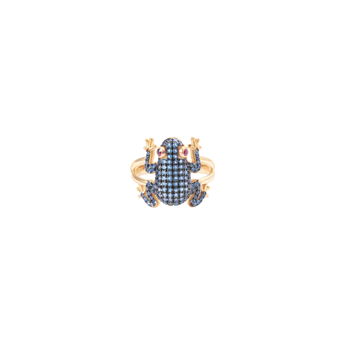 Amazonica Frog London Blue Topaz And Black Gold Ring
