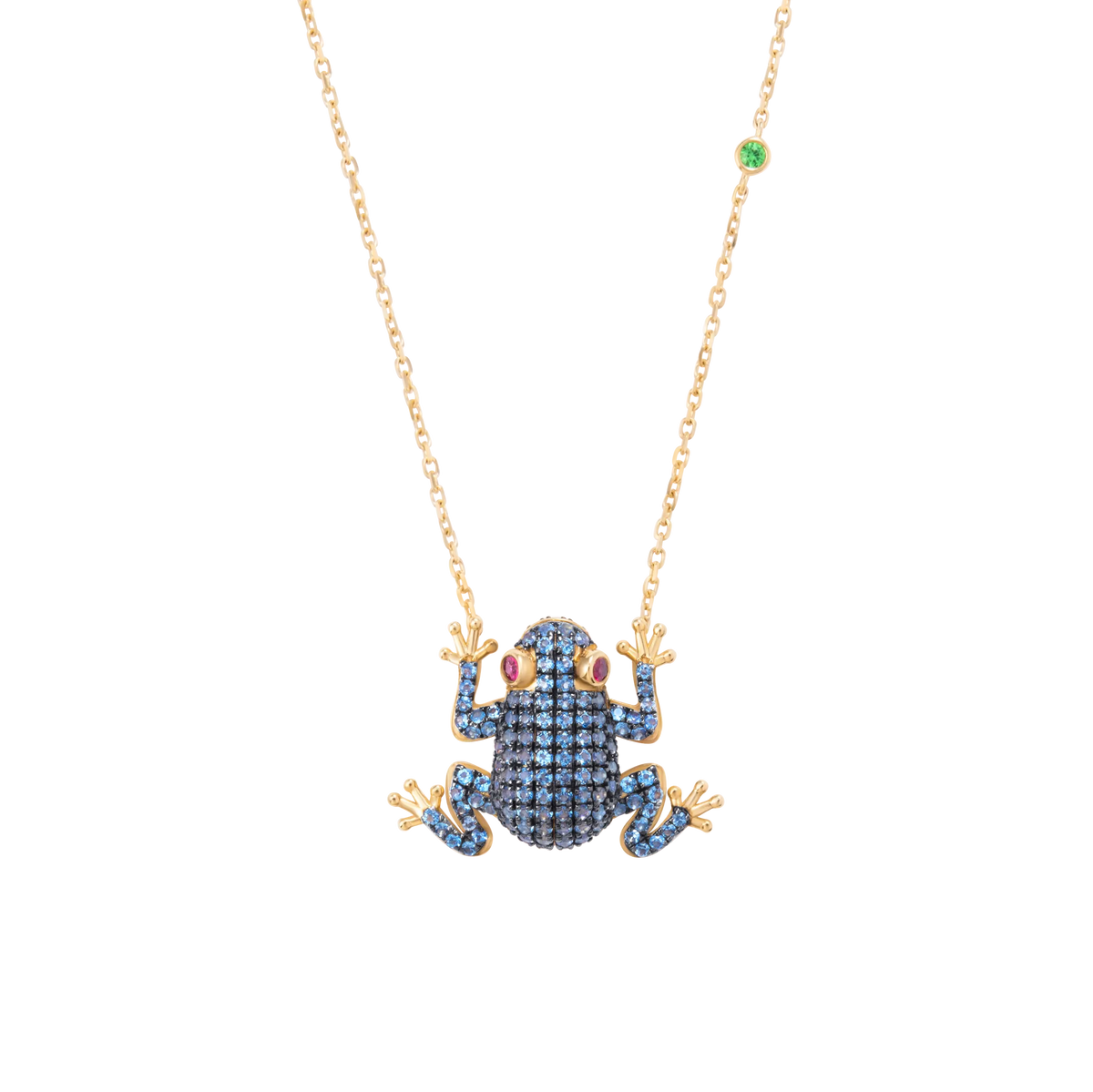 Amazonica Frog London Blue Topaz And Black Gold Necklace