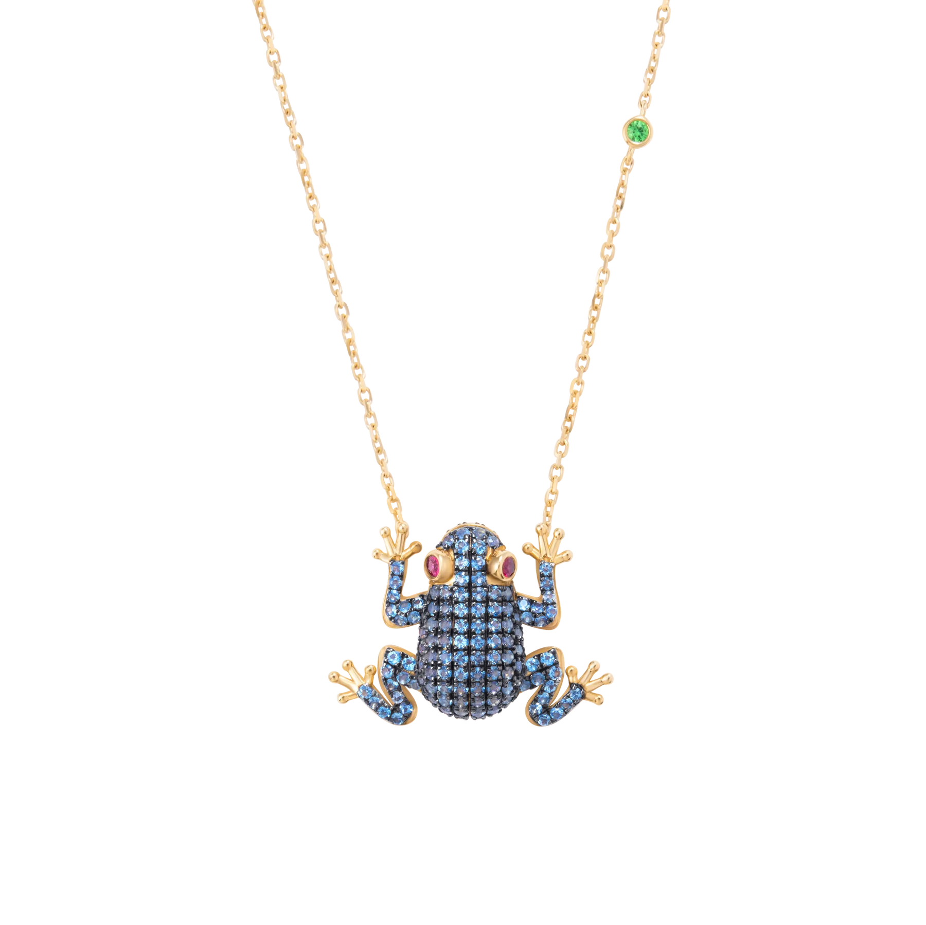 Amazonica Frog London Blue Topaz And Black Gold Necklace