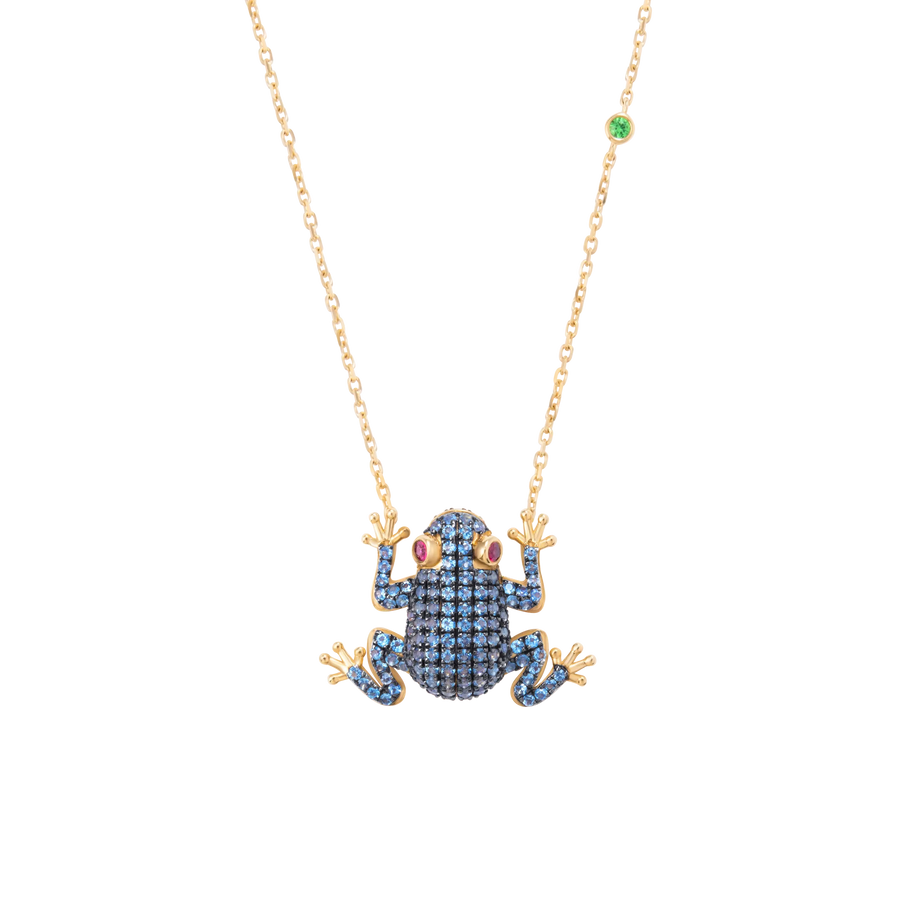 Amazonica Frog London Blue Topaz And Black Gold Necklace
