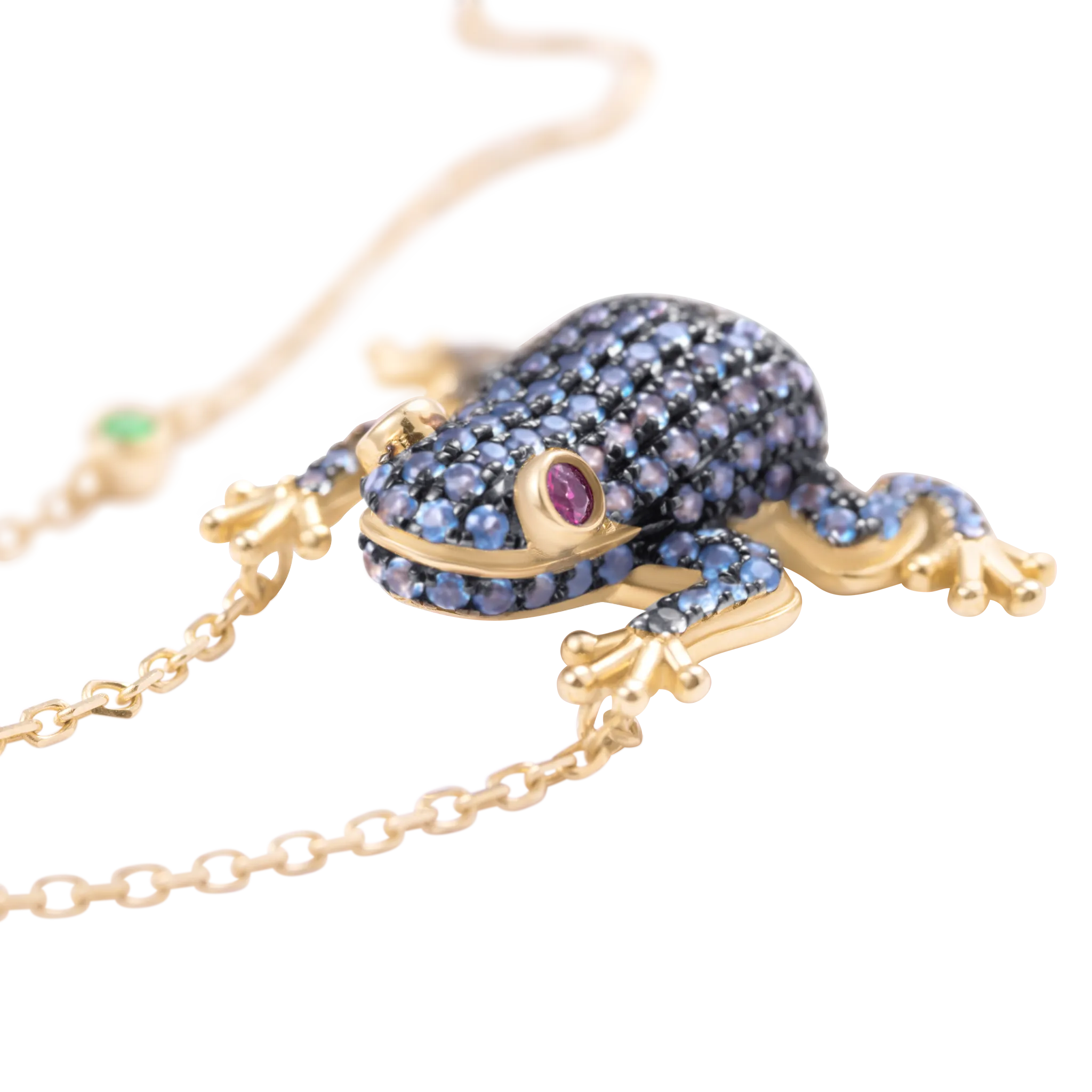 Amazonica Frog London Blue Topaz And Black Gold Necklace