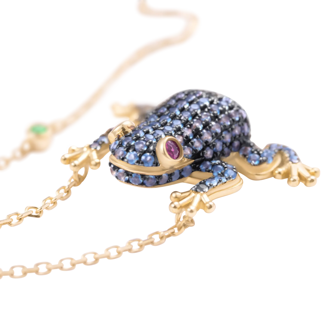 Amazonica Frog London Blue Topaz And Black Gold Necklace