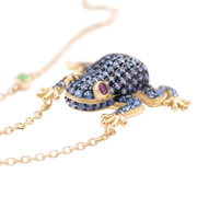 Amazonica Frog London Blue Topaz And Black Gold Necklace