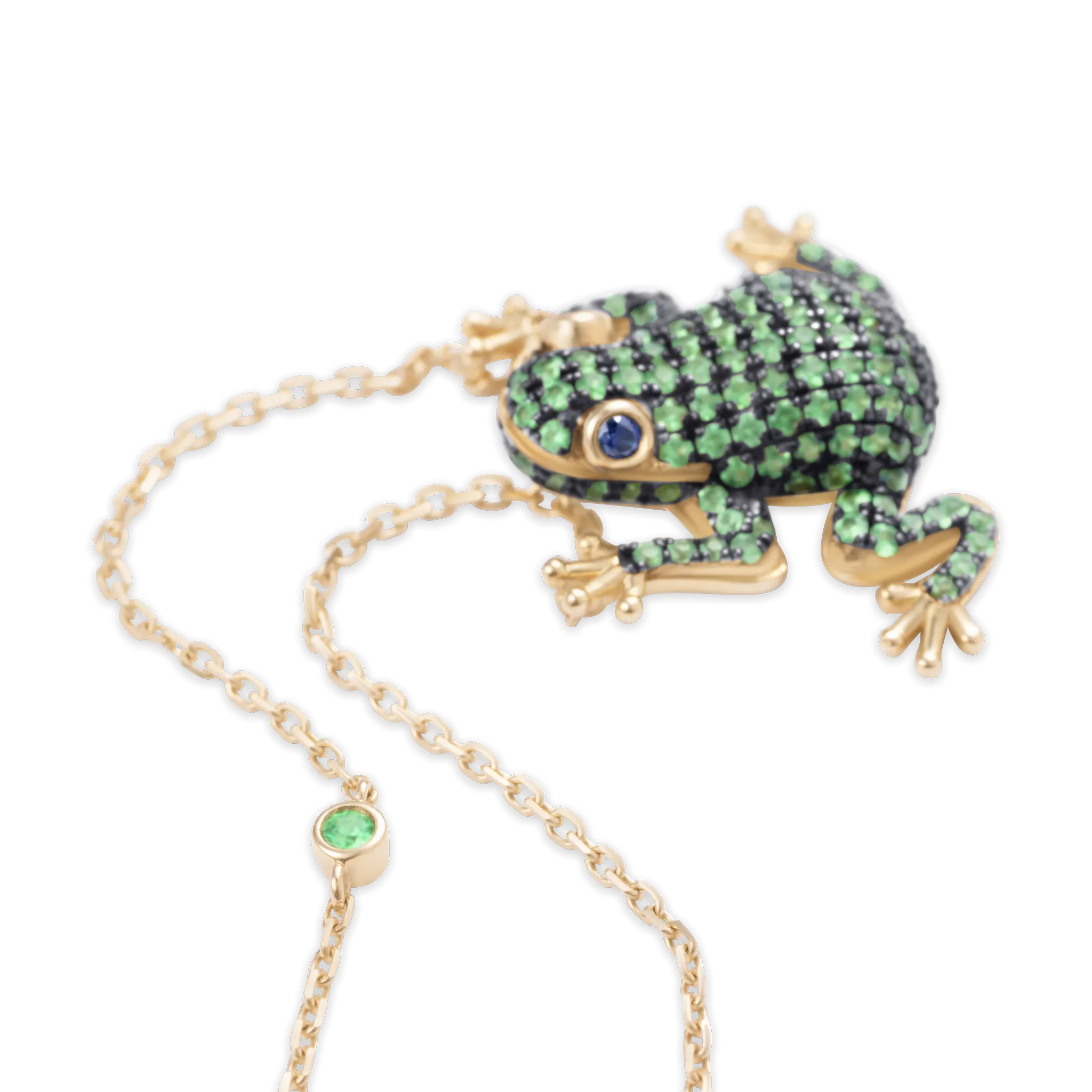 Amazonica Frog Tsavorite And Black Gold Necklace