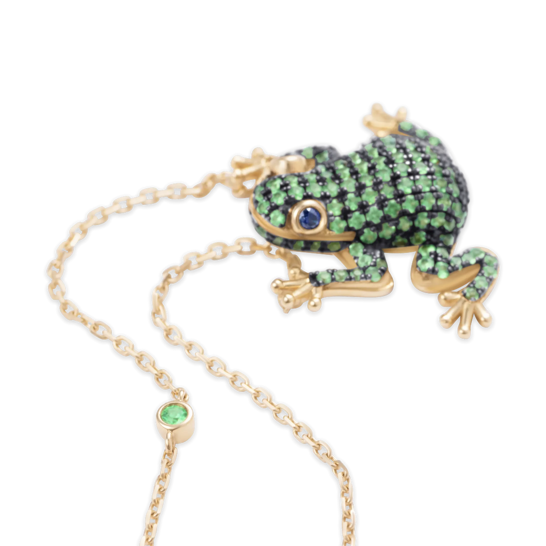 Amazonica Frog Tsavorite And Black Gold Necklace