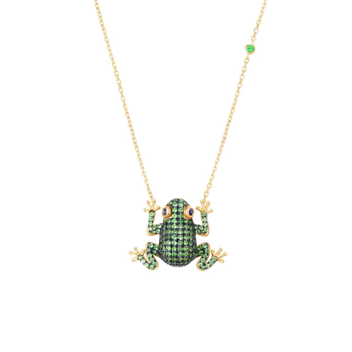 Amazonica Frog Tsavorite And Black Gold Necklace