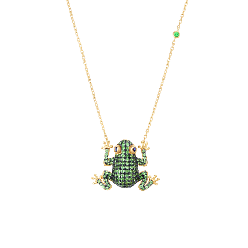 Amazonica Frog Tsavorite And Black Gold Necklace