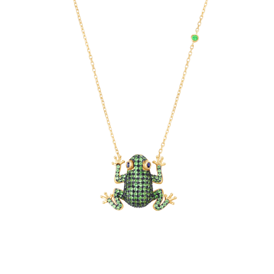 Amazonica Frog Tsavorite And Black Gold Necklace